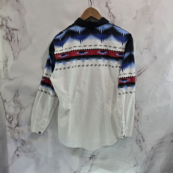 Alamosa Western Shirt Womens Large Black Blue Red Button Up Aztec Southwest - Picture 5 of 14